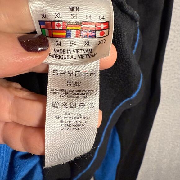 Spyder Men's Half Zip 100% Merino Lightweight Base Layer Blue and Black- Size XL - Picture 8 of 9